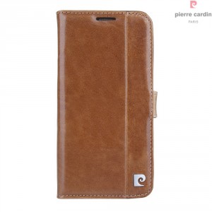 Pierre Cardin Samsung S20 Plus Genuine Leather Book Case Cover Brown