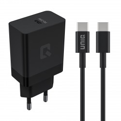UNIQ Fast Charger PD 25W Adapter 3A USB Type C Cable Black