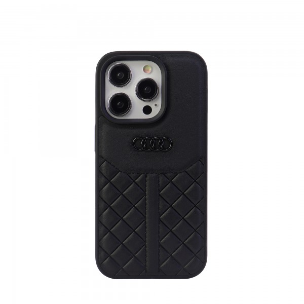 Audi iPhone 14 Pro Hülle Case Cover Echtleder Q8 Serie Schwarz: PDA-Punkt