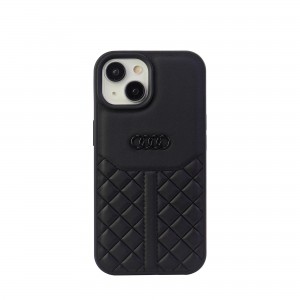 Audi iPhone 15 Case Cover Genuine Leather Q8 Series Black