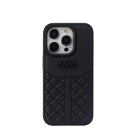 Audi iPhone 15 Pro Case Cover Genuine Leather Q8 Series Black
