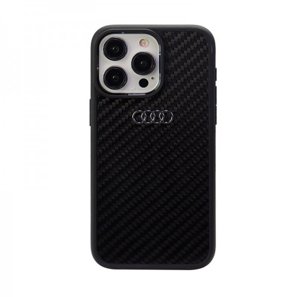 Audi iPhone 14 Pro Max Hülle Case Cover R8 Real Carbon Schwarz