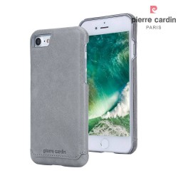 Pierre Cardin iPhone SE 2022, 2022, 8, 7 case cover genuine leather grey