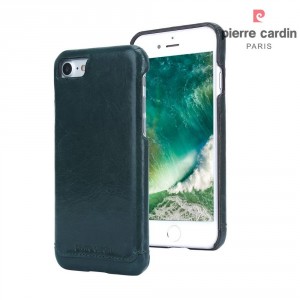 Pierre Cardin iPhone SE 2022, 2022, 8, 7 case cover real leather green