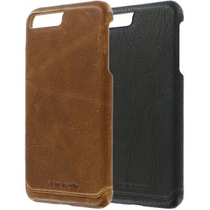 Pierre Cardin iPhone 8 Plus / 7 Plus Case Real Leather Brown