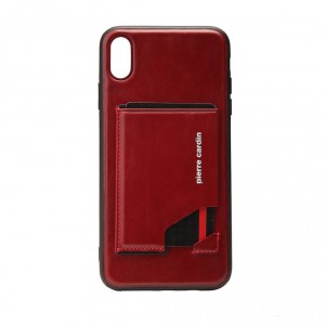 Pierre Cardin iPhone Xs Max Case Real Leather Stand Card Slot Red