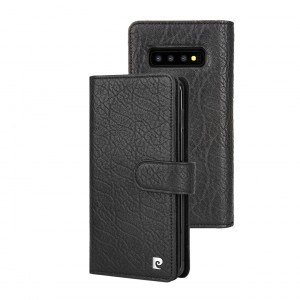 Pierre Cardin Samsung S10 Plus Ledertasche Echtleder Book Case Schwarz