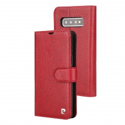 Pierre Cardin Samsung S10 Genuine Leather Book Case Cover Red