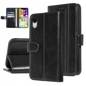 UNIQ iPhone XR Handytasche Book Case Kartenhalter Magnetverschluss Schwarz