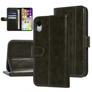 UNIQ iPhone XR Handytasche Book Case Kartenhalter Magnetverschluss Grün