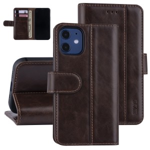 UNIQ iPhone 12 mini Book case card holder magnetic closure dark brown