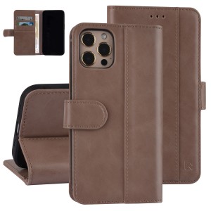UNIQ iPhone 12 / 12 Pro Book case card holder magnetic closure light brown