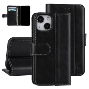 UNIQ iPhone 13 mini Tasche Book Case Kartenhalter Magnetverschluss Schwarz