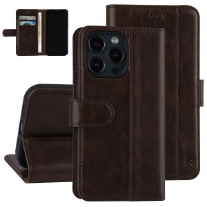 UNIQ iPhone 13 Pro Tasche Book Case Kartenhalter Magnetverschluss Dunkelbraun