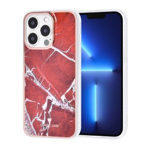 UNIQ iPhone 13 Pro Hülle Case Silikon Marmor Rot