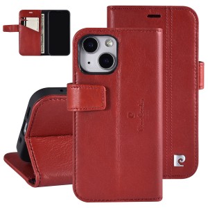 Pierre Cardin iPhone 13 Mini Tasche Book Case Echtleder Rot