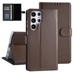 Handytasche Samsung S22 Ultra Book Case Cover Magnetverschluss Braun