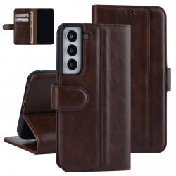 UNIQ Samsung S22 Book Case Card Holder Magnetic Closure Dark Brown