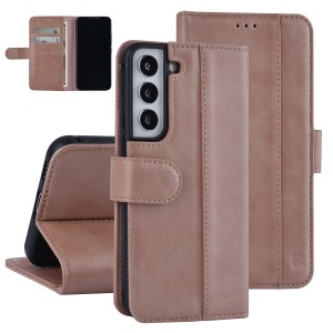 UNIQ Samsung S22 Tasche Book Case Kartenhalter Magnetverschluss Hellbraun