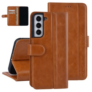 UNIQ Samsung S22 Plus Tasche Book Case Kartenhalter Magnetverschluss Braun