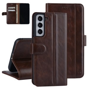 UNIQ Samsung S22 Plus Tasche Book Case Kartenhalter Magnetverschluss Dunkelbraun