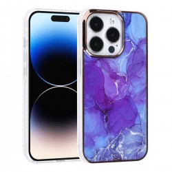 UNIQ iPhone 14 Pro case cover TPU silicone marble purple