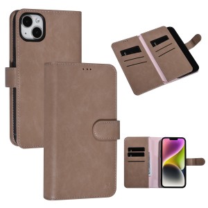 UNIQ iPhone 14 Plus Mobile Phone Case Book Case 9 Card Holder Light Brown
