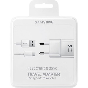 Original Samsung Fast Charger + CABLE USB Type C 15W White