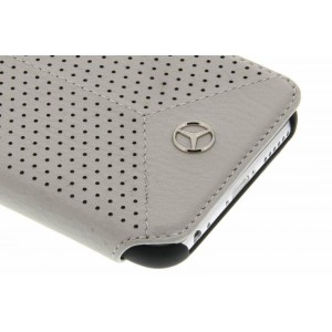 Mercedes iPhone 6 / 6S Tasche Book Case Pure Line Perforated Echtleder Grau